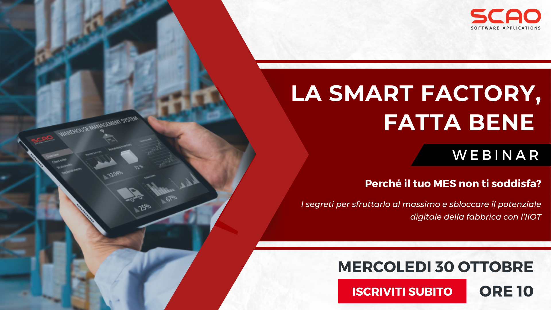 Webinar. Perché non sei soddisfatto del tuo MES?I segreti per sfruttarlo al massimo e sbloccare il potenziale digitale della fabbrica con l’IIOT